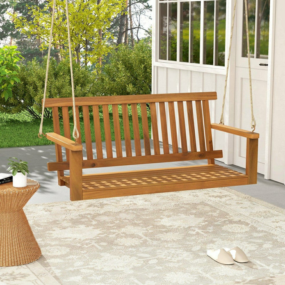 Plow & Hearth Acacia Wood Porch Swing Bench
