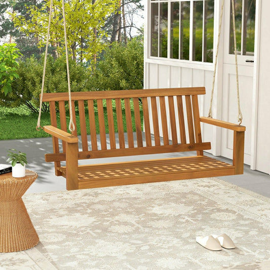 Plow & Hearth Acacia Wood Porch Swing Bench