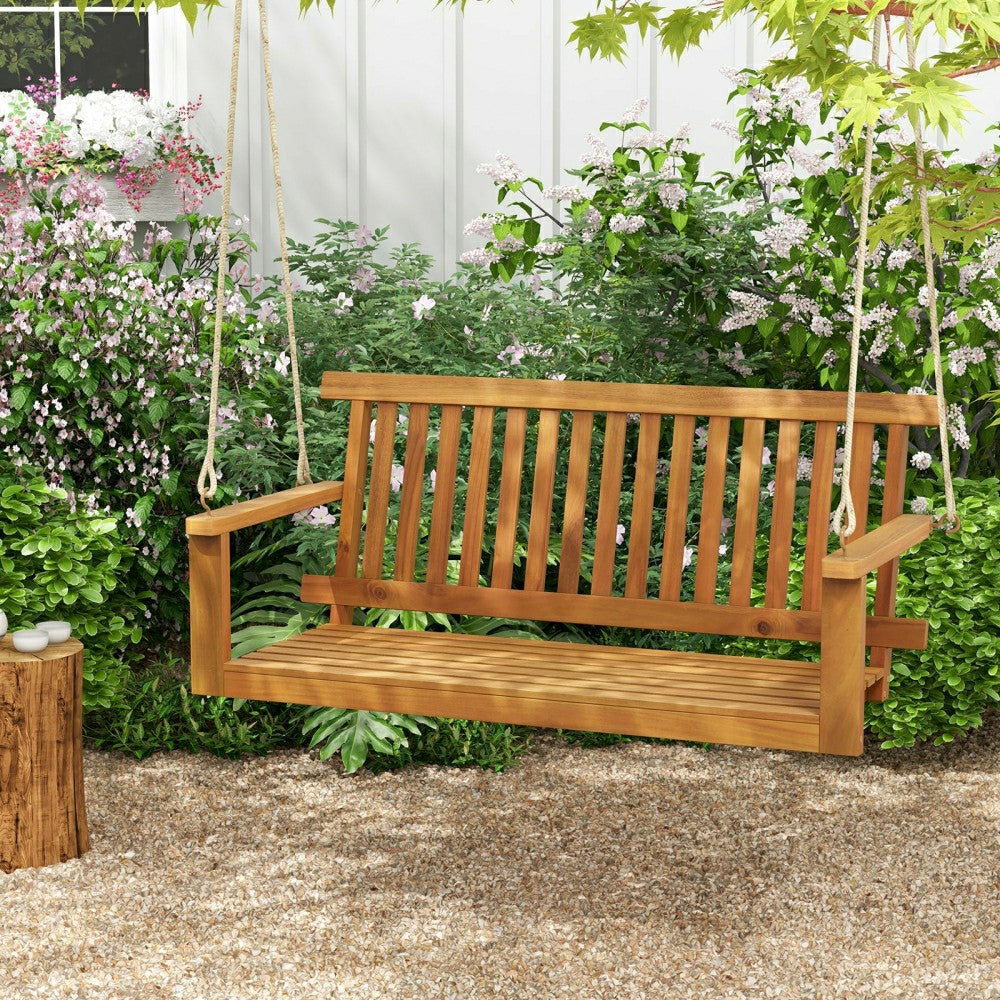 Plow & Hearth Acacia Wood Porch Swing Bench