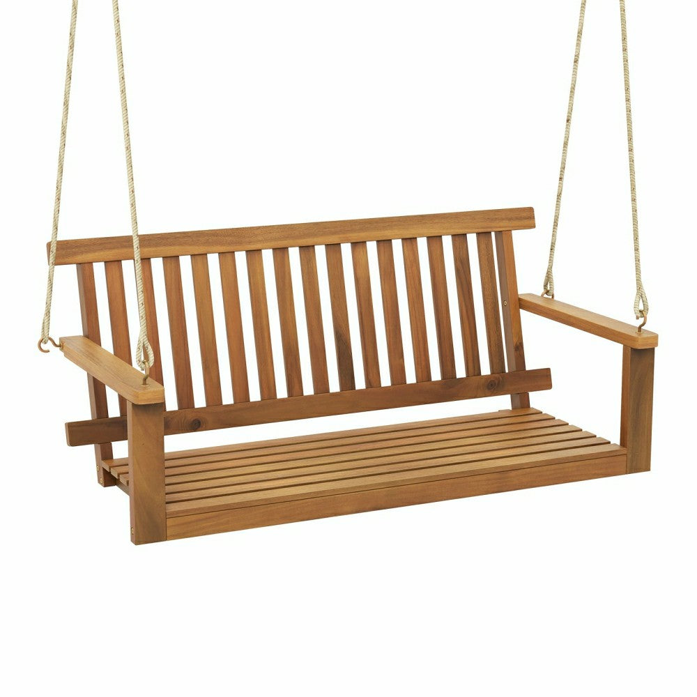 Plow & Hearth Acacia Wood Porch Swing Bench