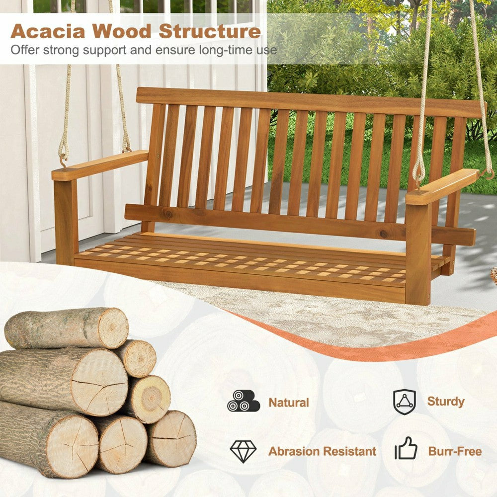 Plow & Hearth Acacia Wood Porch Swing Bench