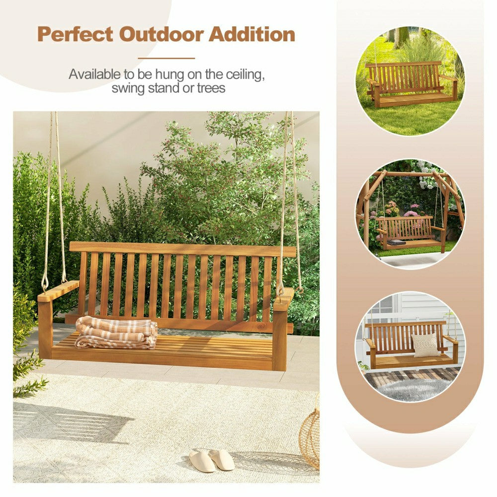 Plow & Hearth Acacia Wood Porch Swing Bench
