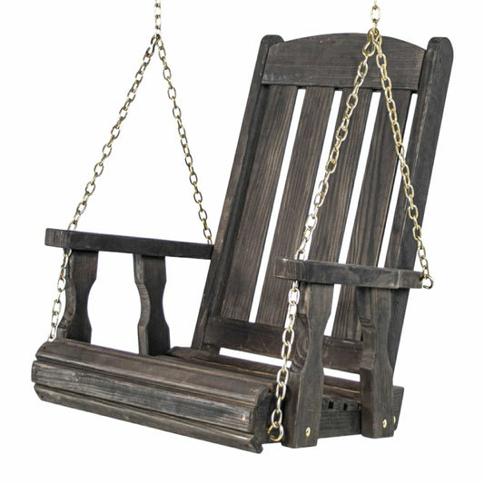 Plow & Hearth Heavy Duty Outdoor Wood Swing Chair - Black Clearcoat