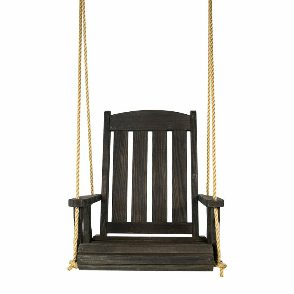 Plow & Hearth Heavy Duty Outdoor Wood Swing Chair - Black Clearcoat