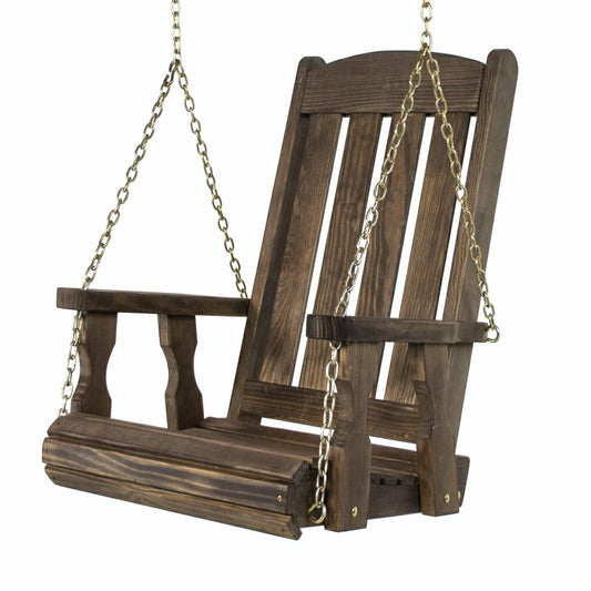 Plow & Hearth Outdoor Wood Swing Chair - Dark Walnut