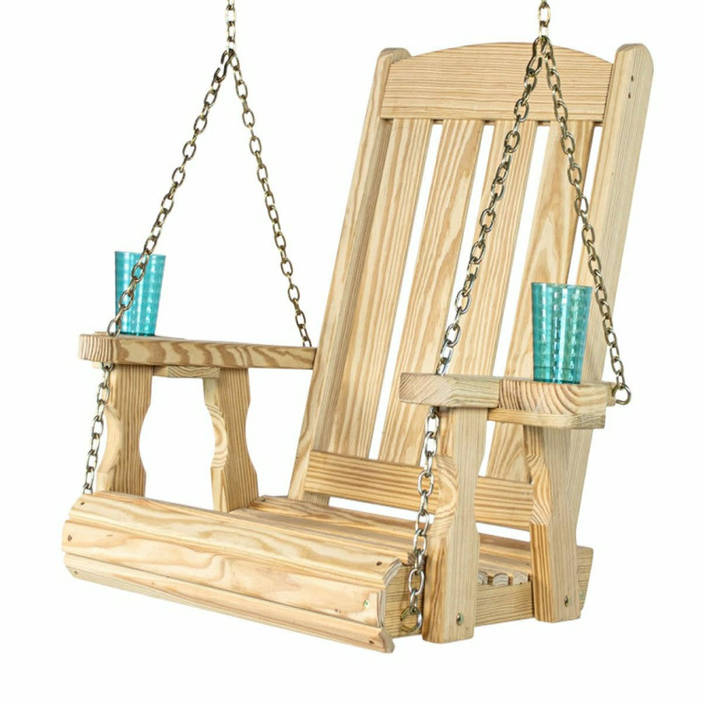 Plow & Hearth Heavy Duty Outdoor Wood Swing Chair- Unfinished