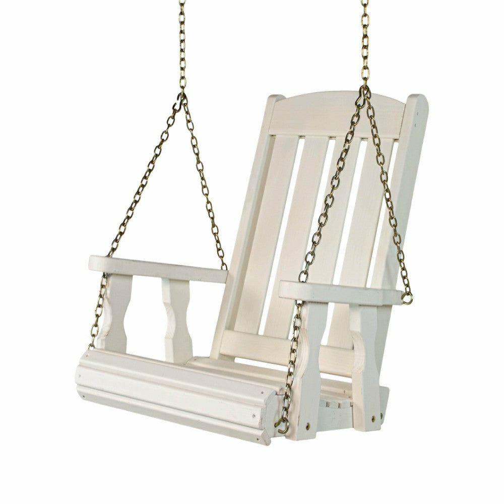 Plow & Hearth Heavy Duty Outdoor Wood Swing Chair - White Stain