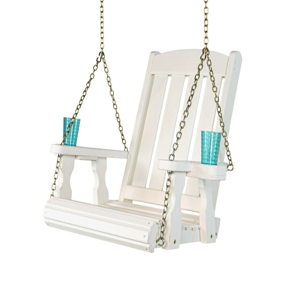 Plow & Hearth Heavy Duty Outdoor Wood Swing Chair - White Stain