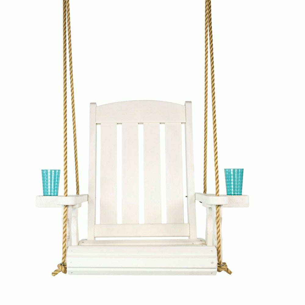Plow & Hearth Heavy Duty Outdoor Wood Swing Chair - White Stain