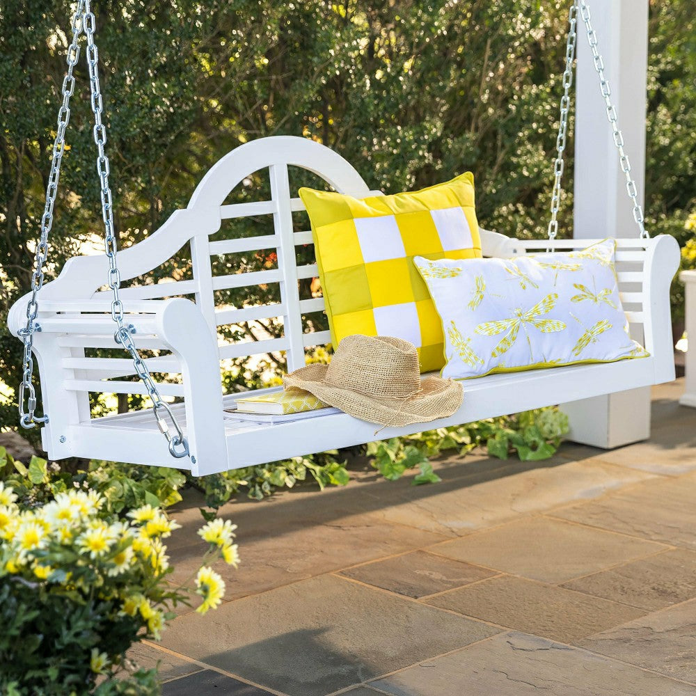 Plow & Hearth Lutyens Eucalyptus Wood Porch Swing, White