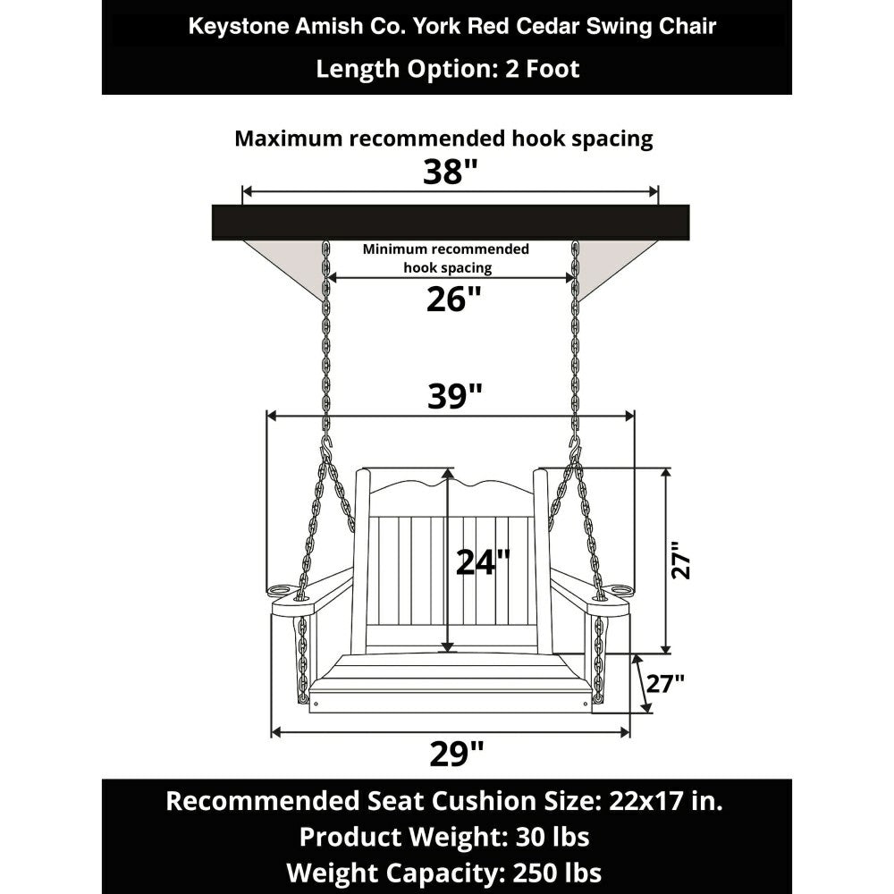 Plow & Hearth Keystone Amish Co. York Red Cedar Swing Chair