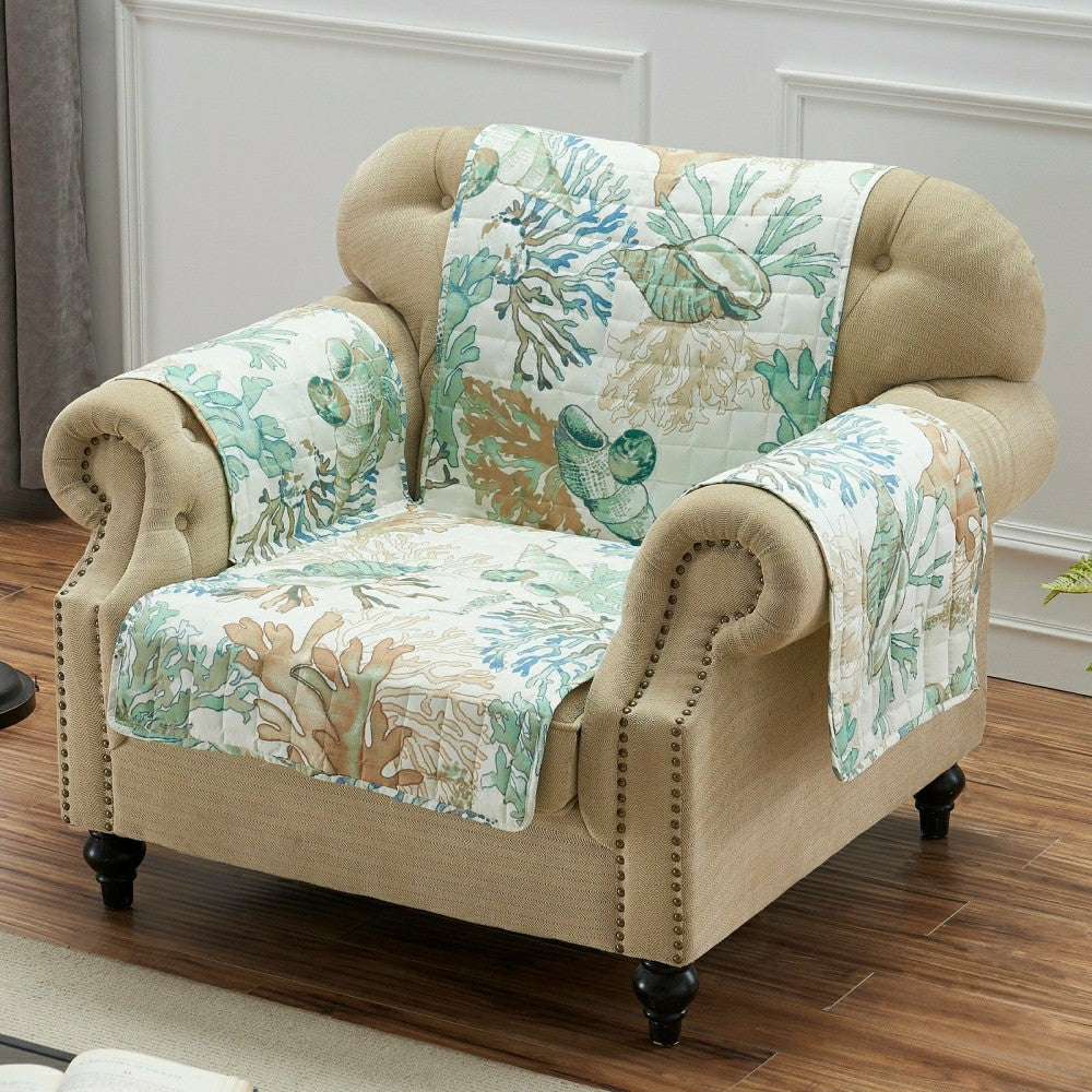 Plow & Hearth Atlantis Jade Reversible Chair Cover