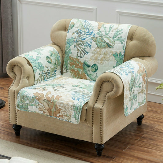 Plow & Hearth Atlantis Jade Reversible Chair Cover