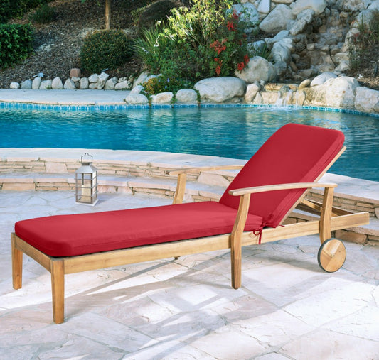 Plow & Hearth Outdoor Polyester Lounger Cushion 22"x73", Solid Red