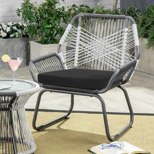 Plow & Hearth Outdoor Polypropylene Arm Chair Cushion 18"x19", Solid Black
