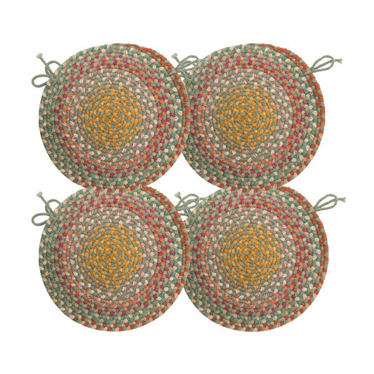 Plow & Hearth Blue Ridge Wool Braided Chair Pads Set of 4