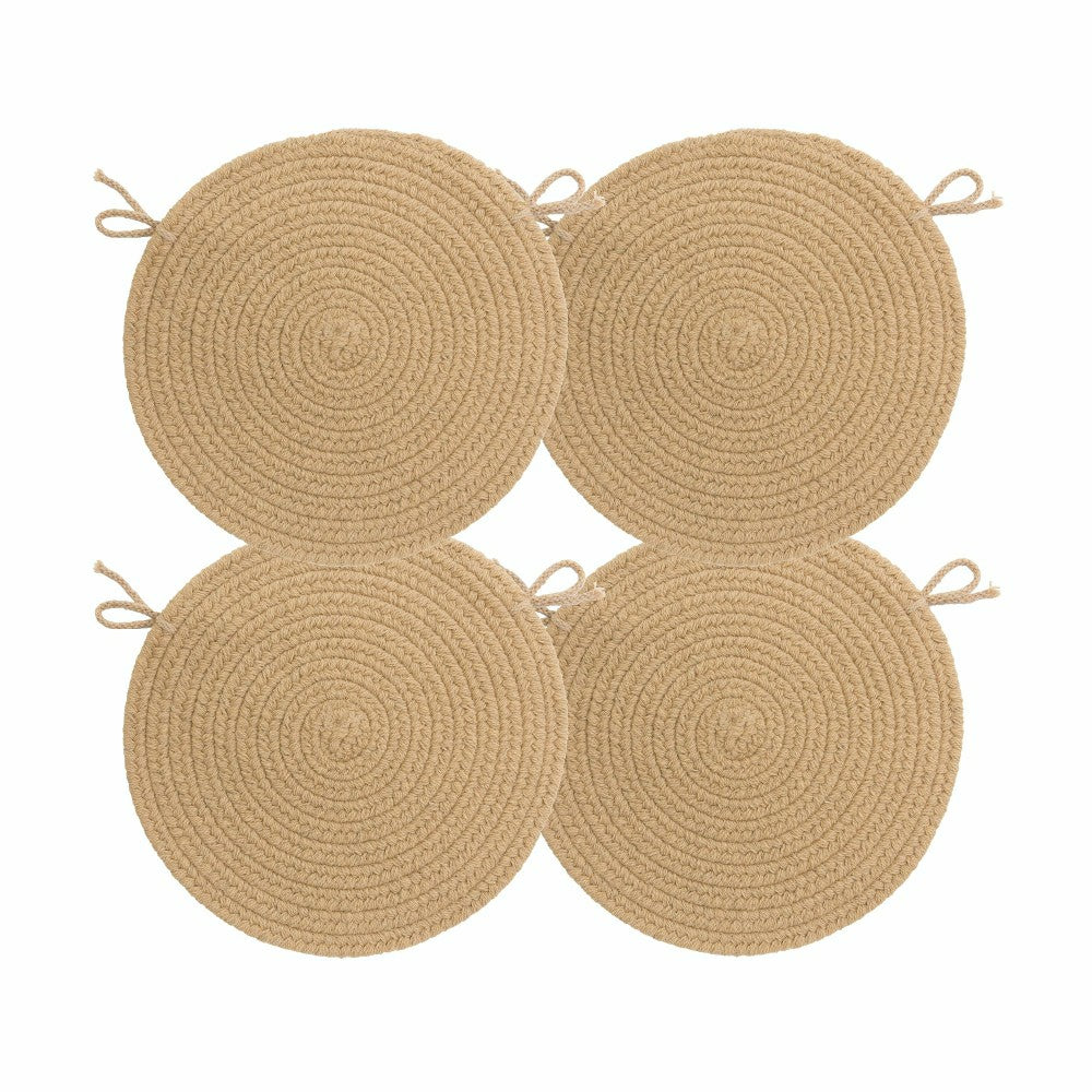 Plow & Hearth Blue Ridge Wool Braided Chair Pads Set of 4