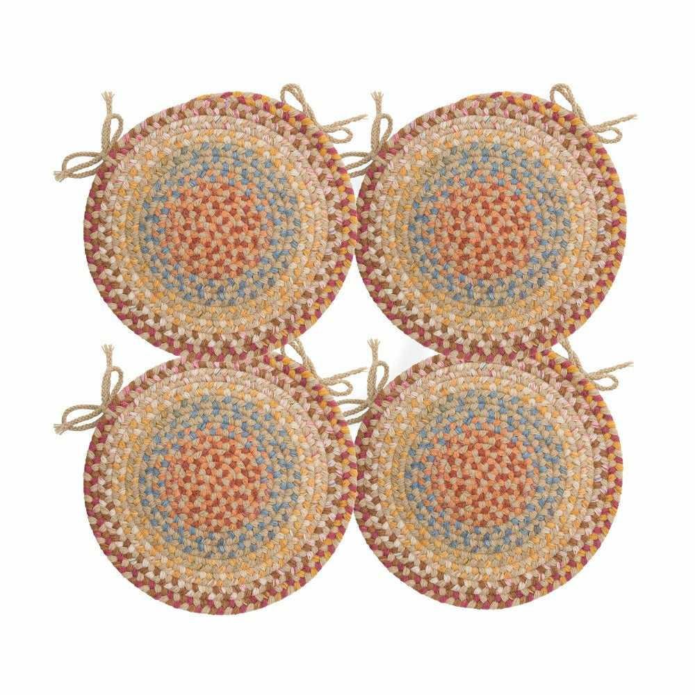 Plow & Hearth Blue Ridge Wool Braided Chair Pads Set of 4