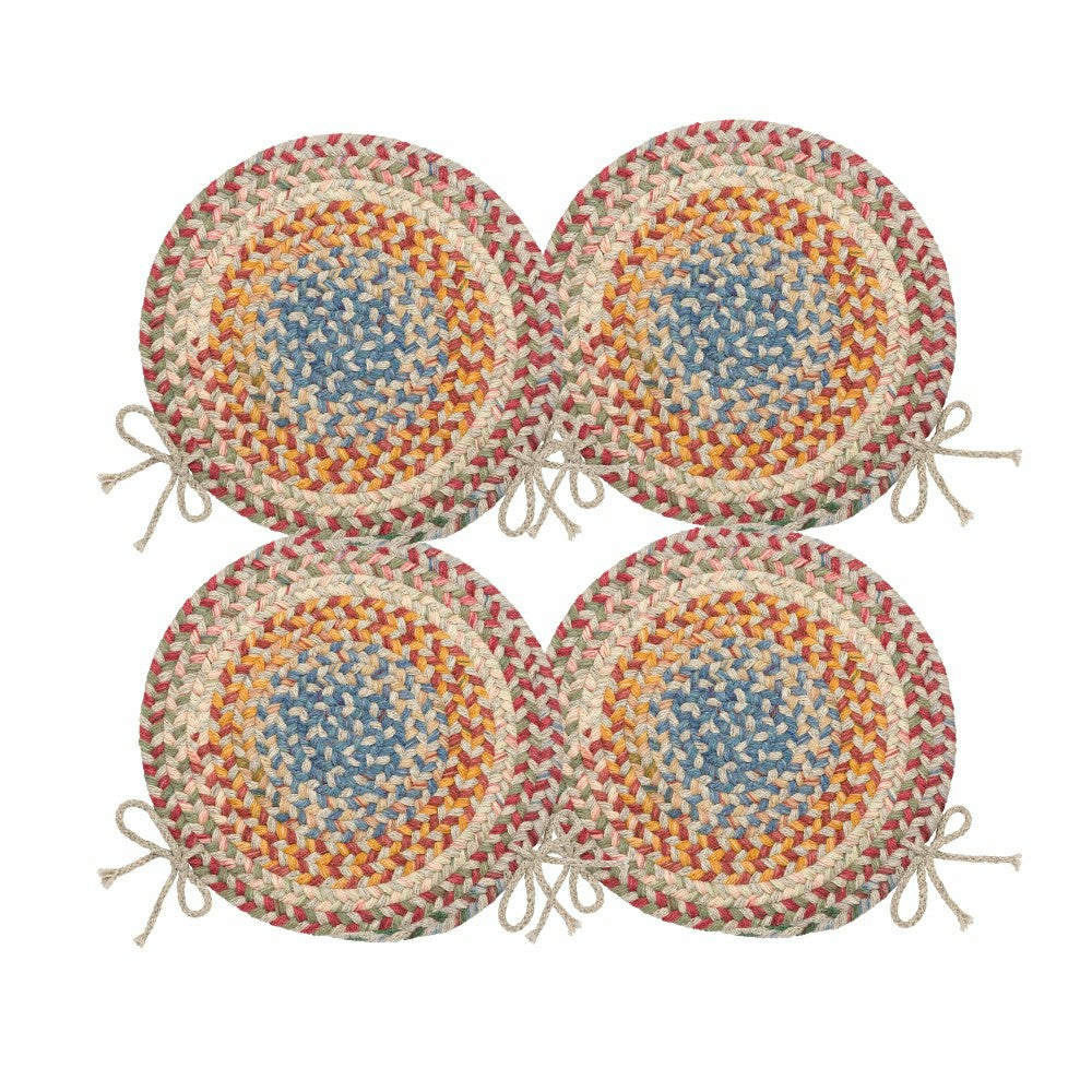 Plow & Hearth Blue Ridge Wool Braided Chair Pads Set of 4