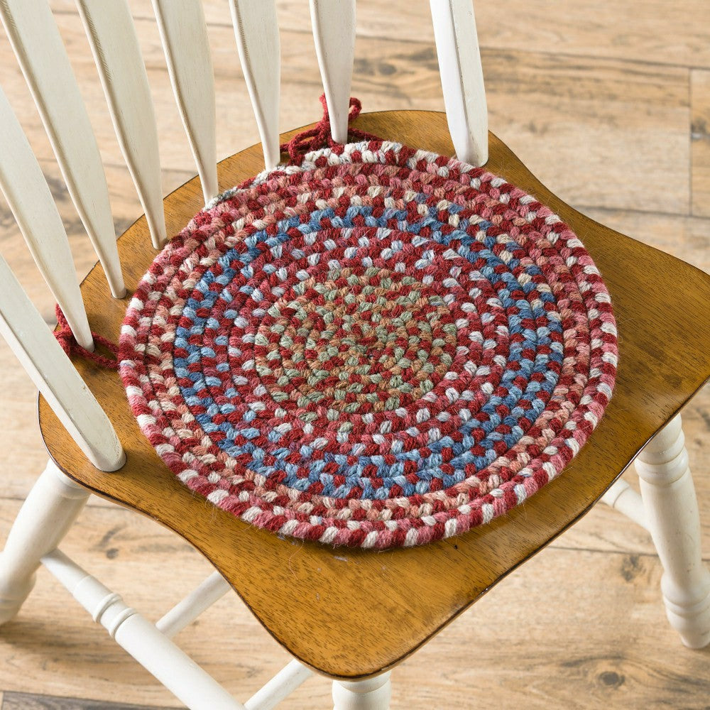 Plow & Hearth Blue Ridge Wool Braided Chair Pads Set of 4