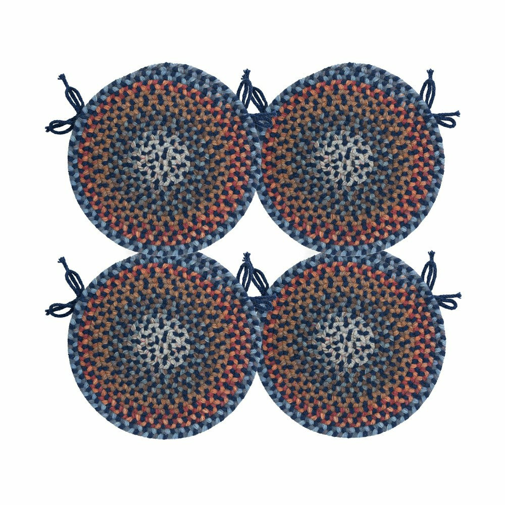 Plow & Hearth Blue Ridge Wool Braided Chair Pads Set of 4