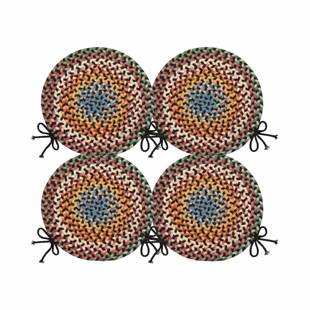 Plow & Hearth Blue Ridge Wool Braided Chair Pads Set of 4