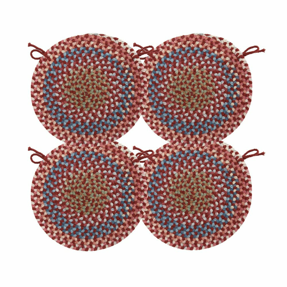 Plow & Hearth Blue Ridge Wool Braided Chair Pads Set of 4
