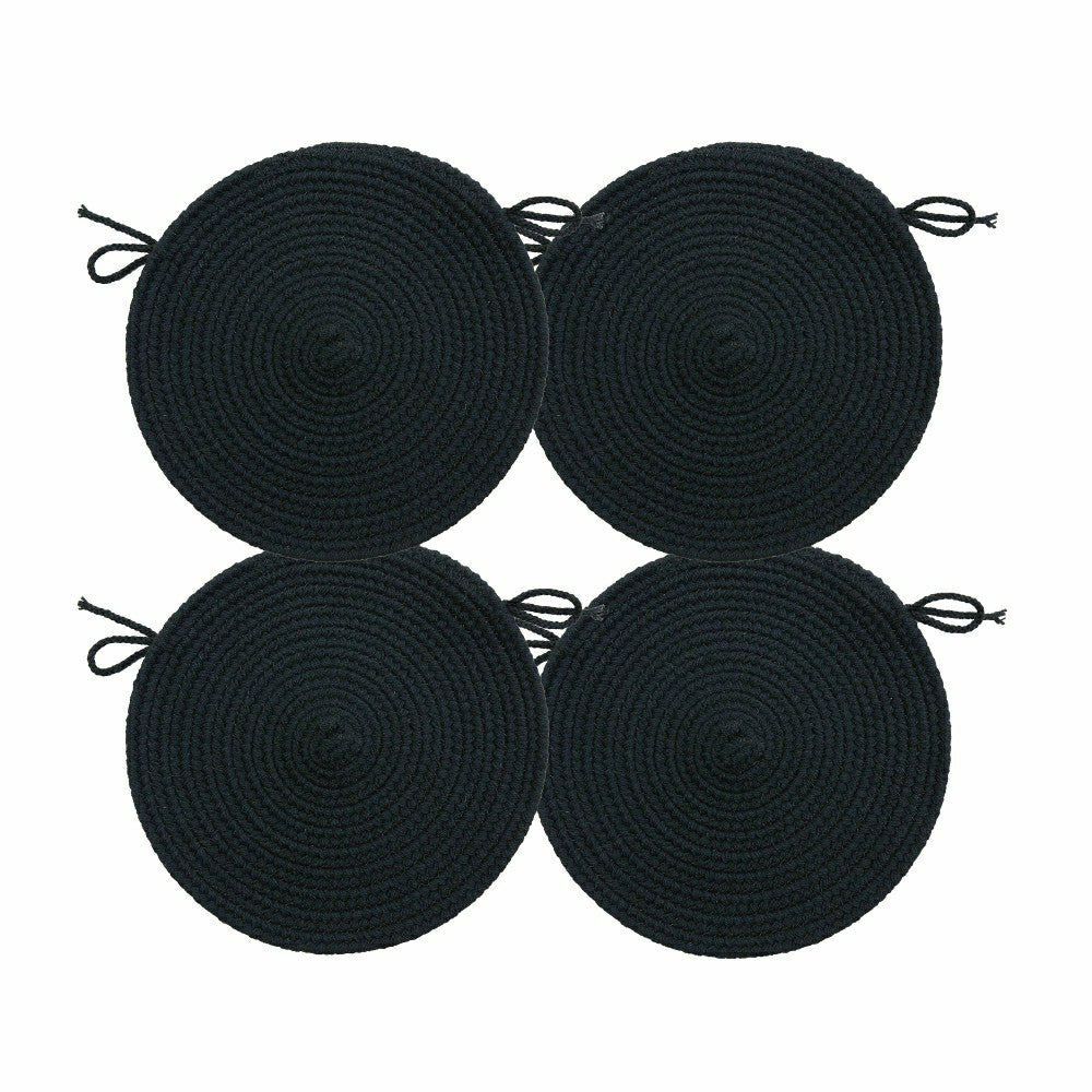 Plow & Hearth Blue Ridge Wool Braided Chair Pads Set of 4