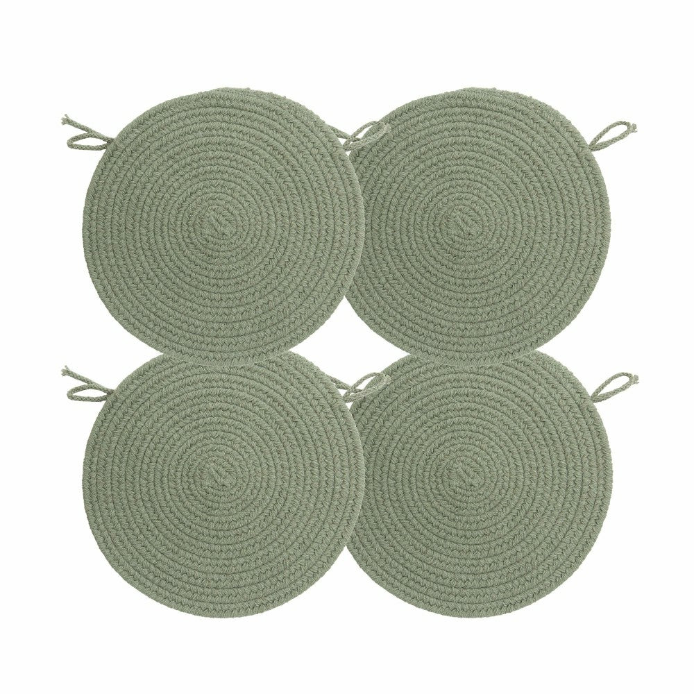 Plow & Hearth Blue Ridge Wool Braided Chair Pads Set of 4