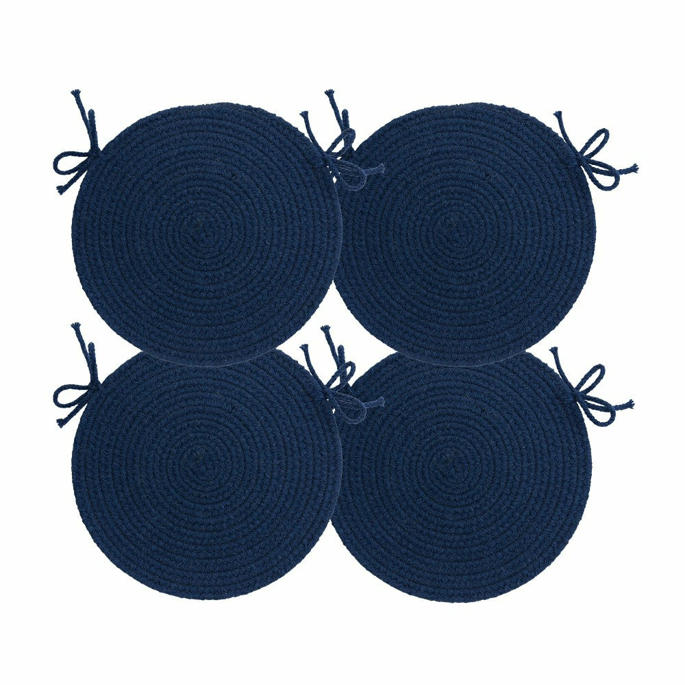 Plow & Hearth Blue Ridge Wool Braided Chair Pads Set of 4