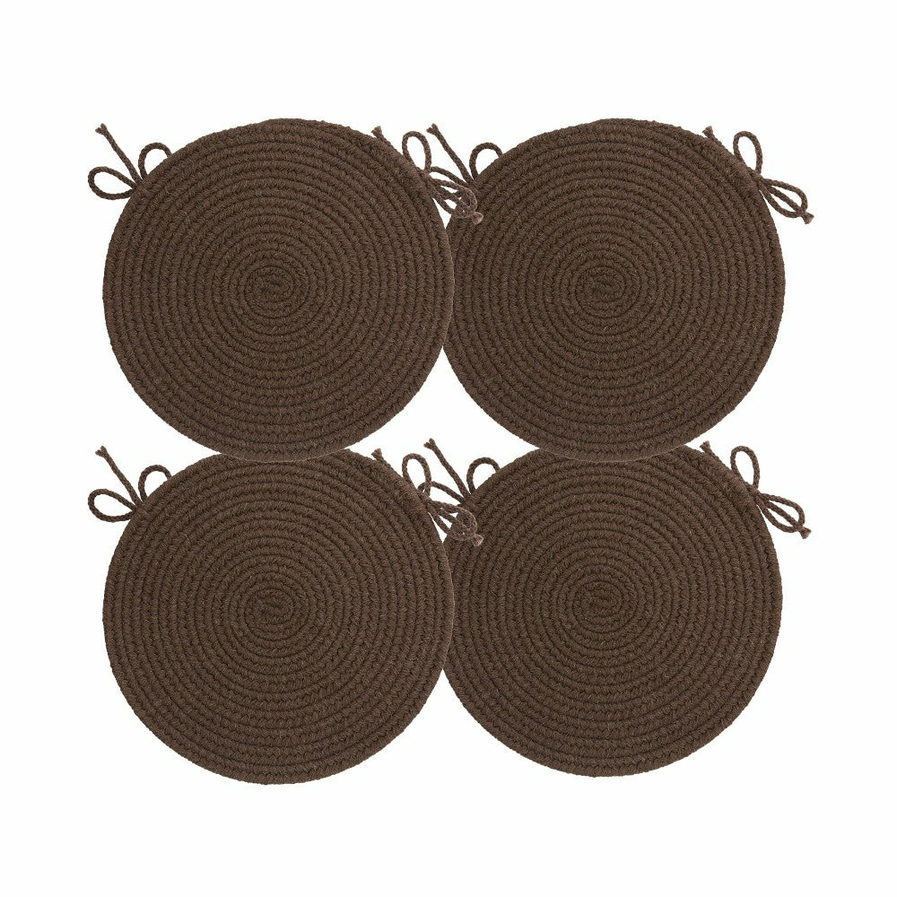 Plow & Hearth Blue Ridge Wool Braided Chair Pads Set of 4