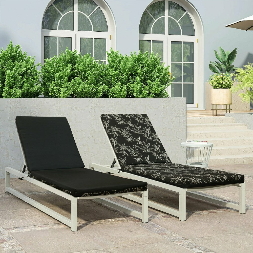 Plow & Hearth Outdoor Polyester Lounger Cushion 22"x73", White Floral