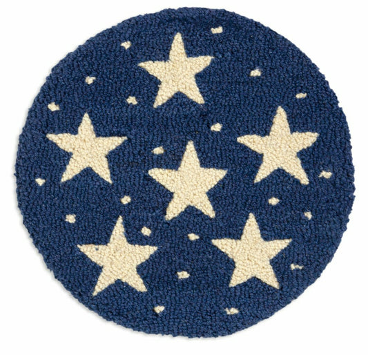 Plow & Hearth Midnight Stars Hooked Wool Chair Pads Set of 4