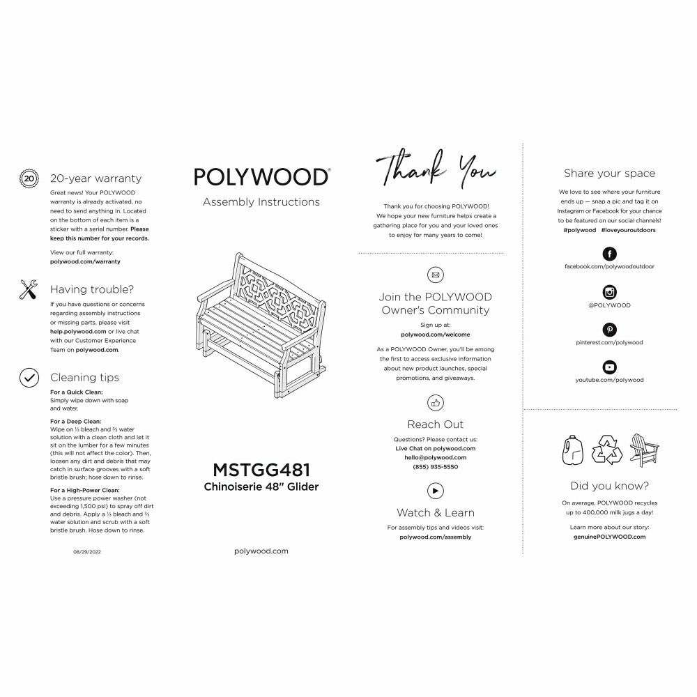 Plow & Hearth POLYWOOD® Chinoiserie Glider
