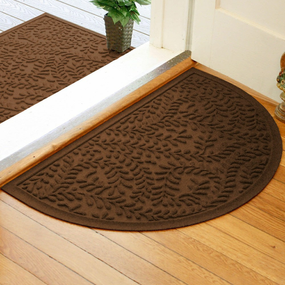 Plow & Hearth WaterHog® Indoor/Outdoor Leaves Half-Round Doormat, 24" x 39"