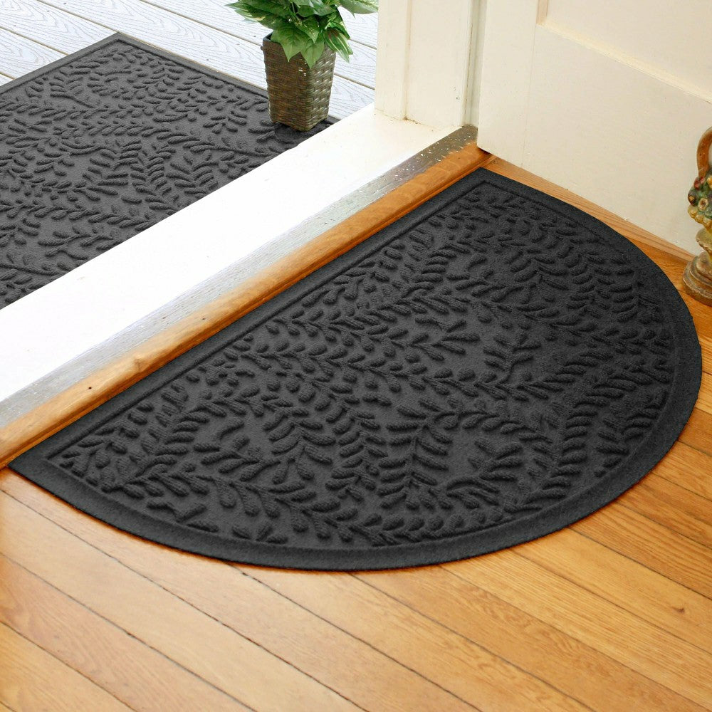 Plow & Hearth WaterHog® Indoor/Outdoor Leaves Half-Round Doormat, 24" x 39"