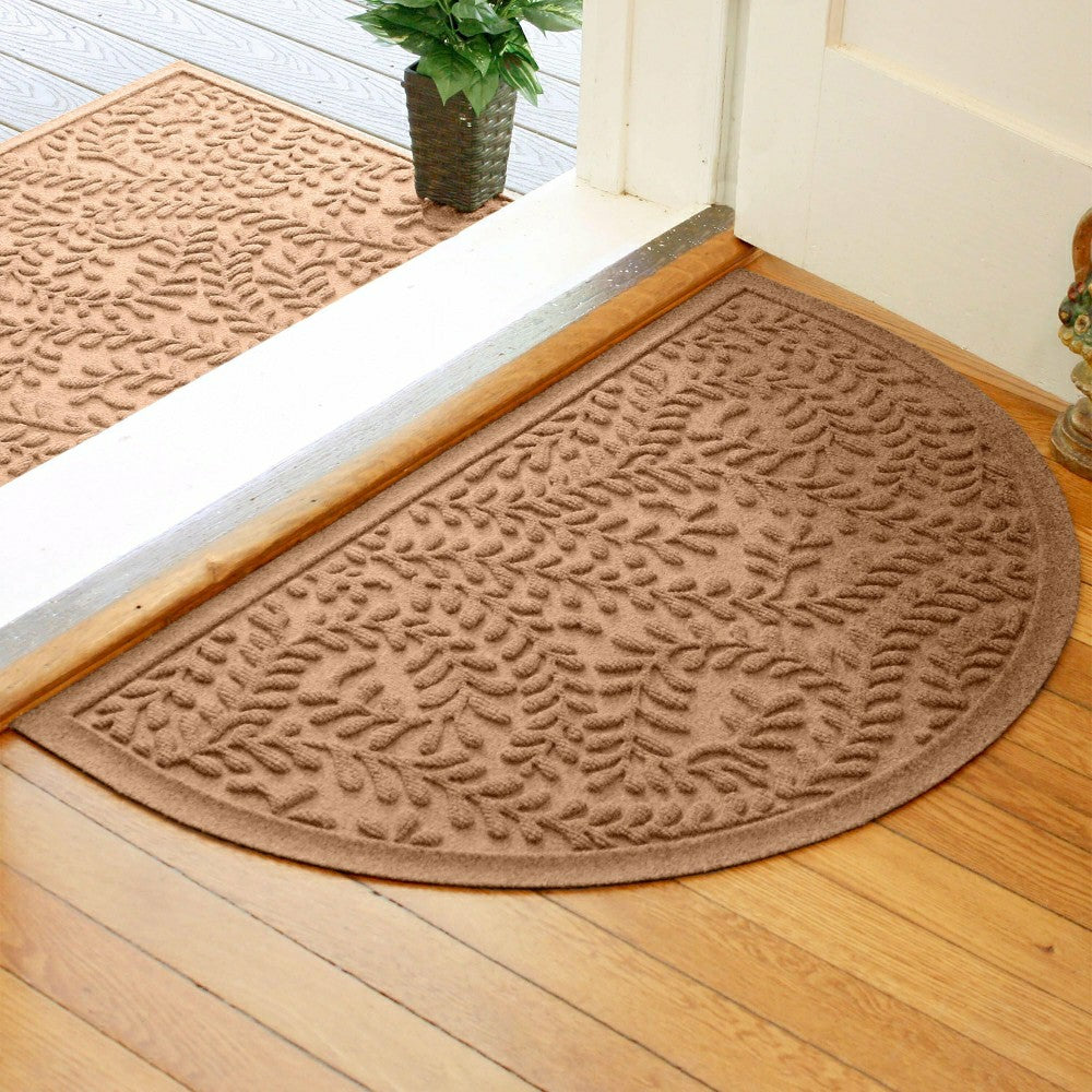 Plow & Hearth WaterHog® Indoor/Outdoor Leaves Half-Round Doormat, 24" x 39"