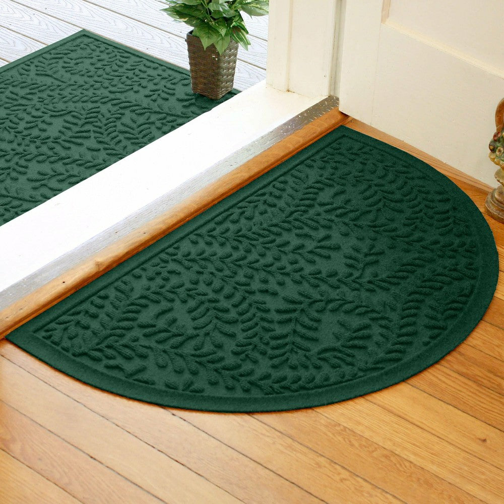 Plow & Hearth WaterHog® Indoor/Outdoor Leaves Half-Round Doormat, 24" x 39"
