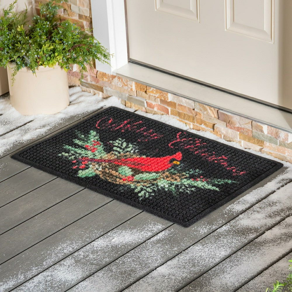 Plow & Hearth WaterHog® Merry Christmas Cardinal Indoor/Outdoor Doormat, 2' x 3'