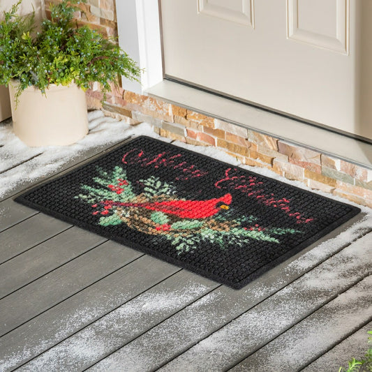 Plow & Hearth WaterHog® Merry Christmas Cardinal Indoor/Outdoor Doormat, 2' x 3'