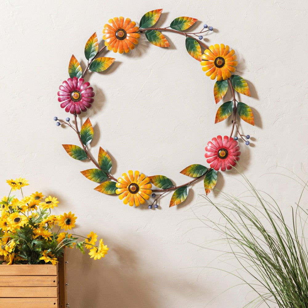 Plow & Hearth Colorful Floral Wreath