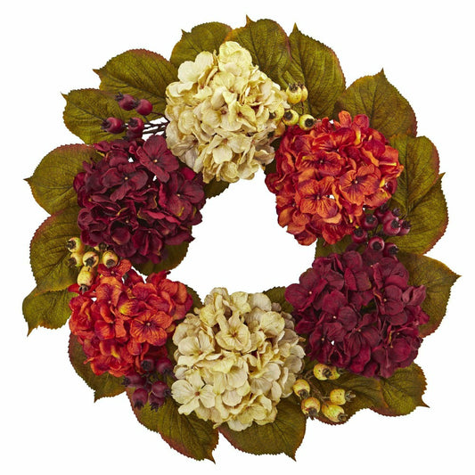 Plow & Hearth 20” Hydrangea Berry Artificial Wreath