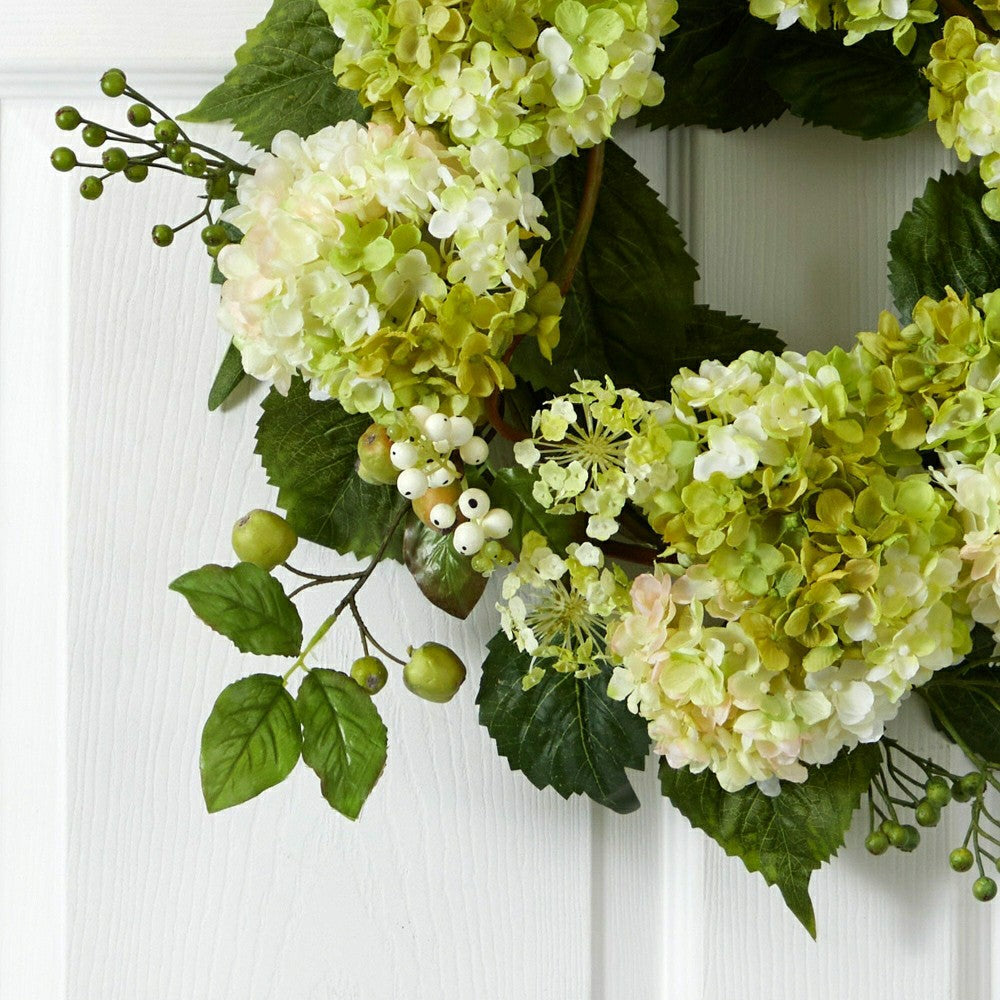 Plow & Hearth 22” Artificial Hydrangea Wreath