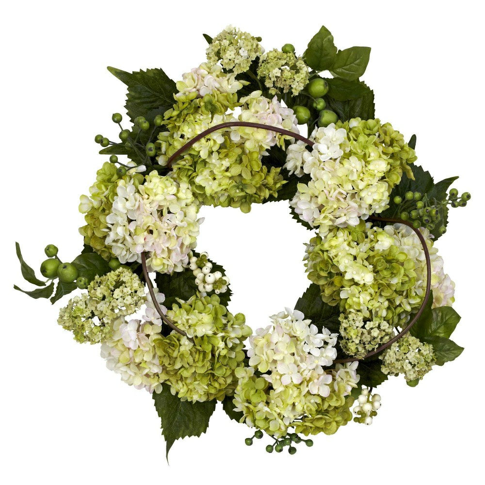 Plow & Hearth 22” Artificial Hydrangea Wreath
