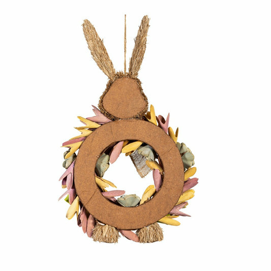 Plow & Hearth Hop Into Spring Faux Floral Hanging Decor Bunny with Carrots, 17.75"H