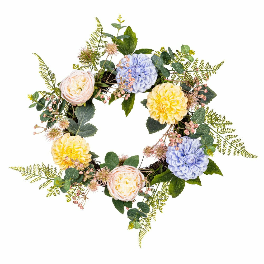 Plow & Hearth What She Shed Wreath Artificial Floral, 21.5"