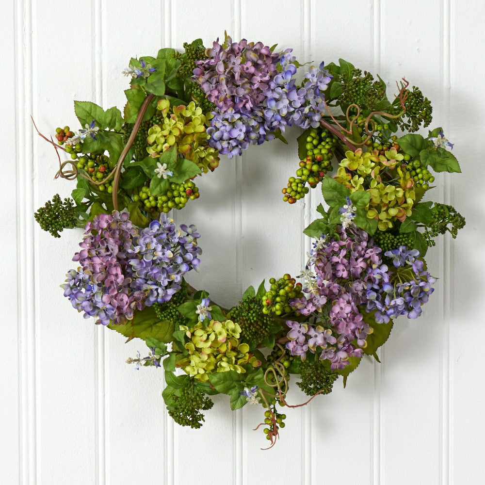Plow & Hearth 24" Mixed Hydrangea Wreath