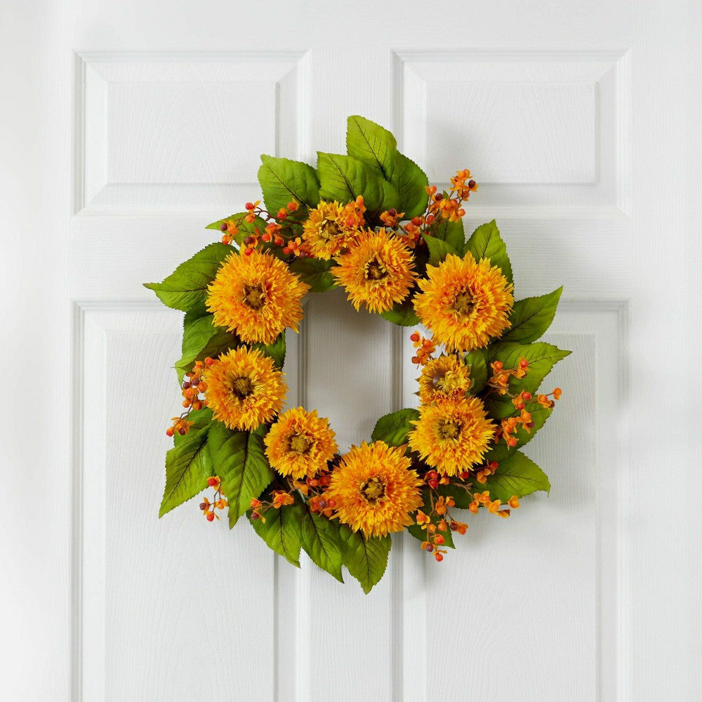 Plow & Hearth 22" Golden Sunflower Wreath
