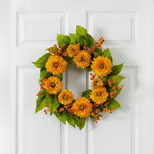 Plow & Hearth 22" Golden Sunflower Wreath