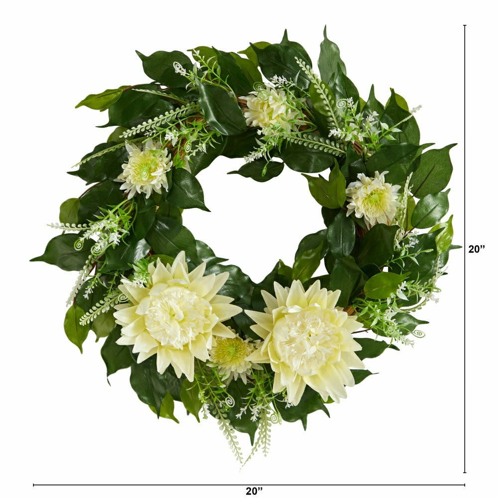 Plow & Hearth 20” Protea Artificial Wreath